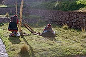 Traditional Quechua loom in the Urubamba valley